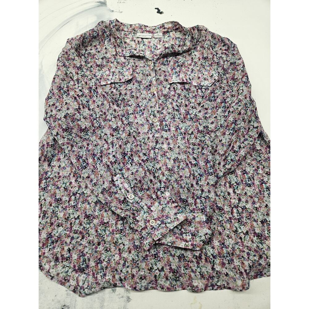 Liz Claiborne Petite Pxl See Through Pocket Floral Shirt